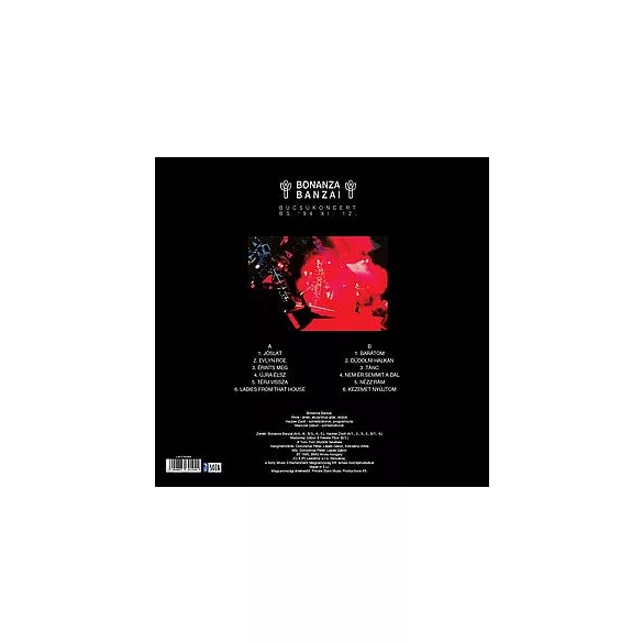 BONANZA BANZAI - Búcsúkoncert / átlátszó vinyl bakelit / LP